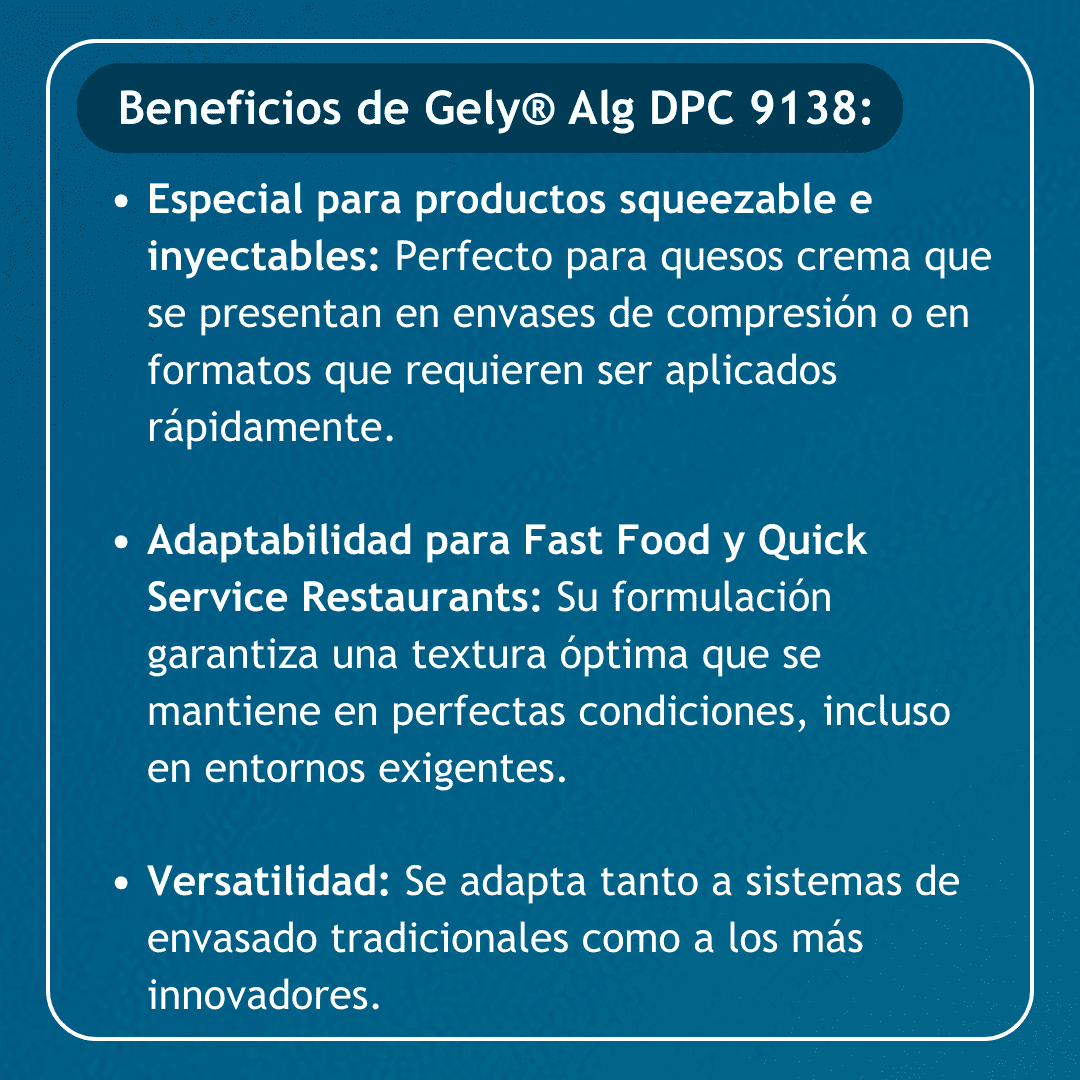 Queso crema con Gely® Alg DCR 9120 y Gely® Alg DPC 9138 - Gelymar